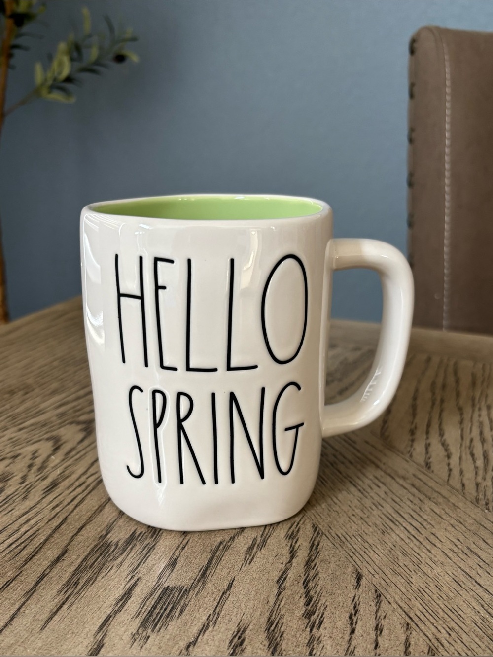 Rae Dunn HELLO SPRING Green Interior Mug-New